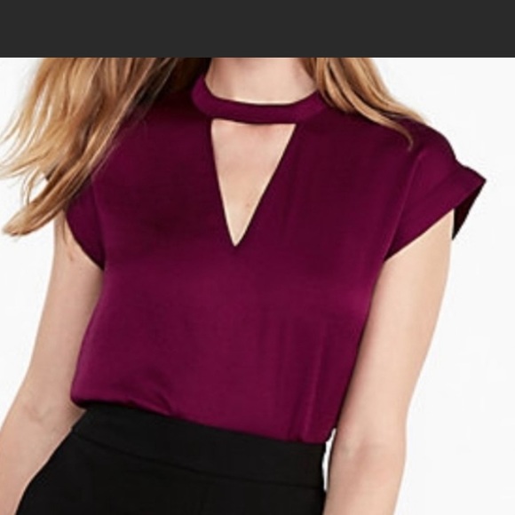 Express Tops - Express Magenta Satin Choker Gramercy Tee